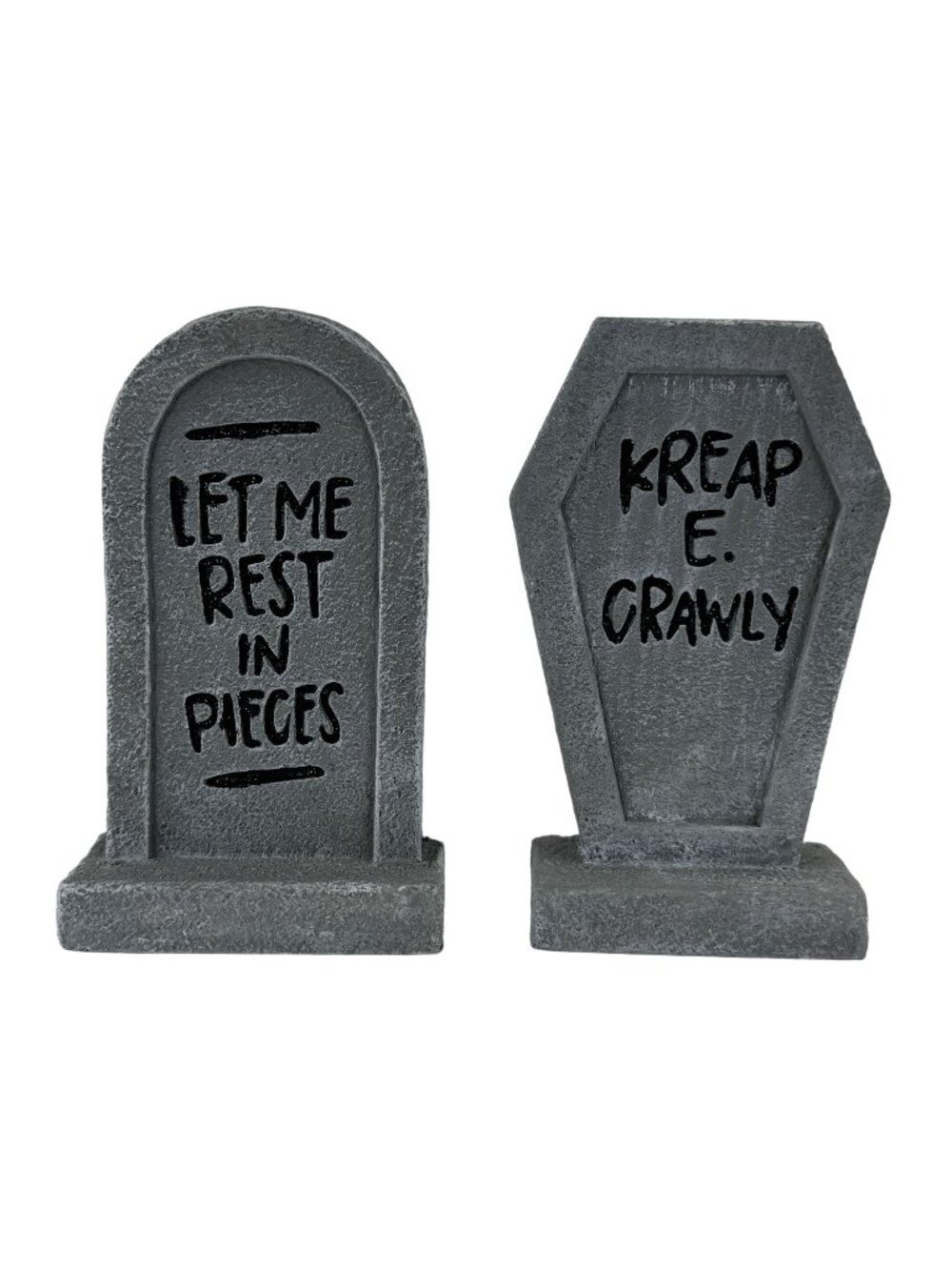 Mini Tombstone Halloween Decorations Set Of 2 "Rest In Pieces" "Kreap E. Crawly"